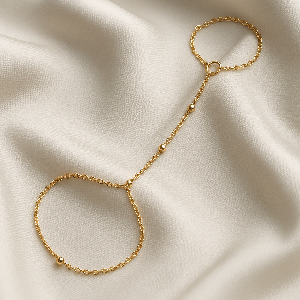 Copper Bead Finger Chain Bracelet